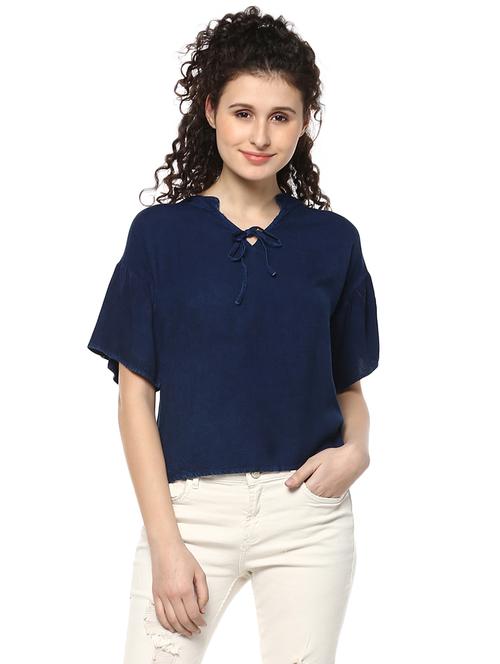 blue asymmetric denim top - 14980504 - Very Small Image - 1