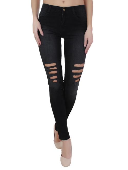 black denim distressed jeans - 14980606 - Very Small Image - 1