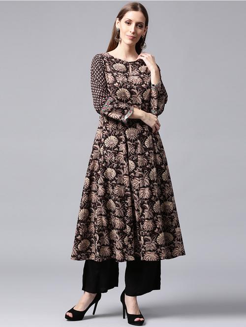 flared kalamkari kurta - 14981084 - Very Small Image - 1