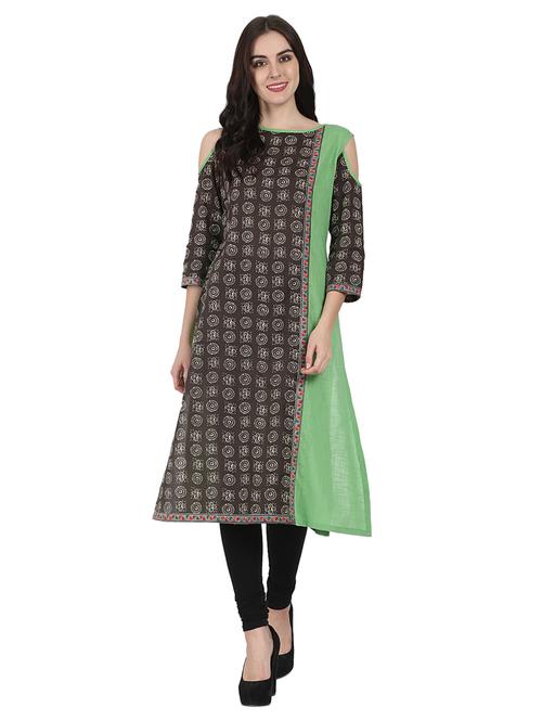 cold sleeves a-line kurta - 14981169 - Very Small Image - 1