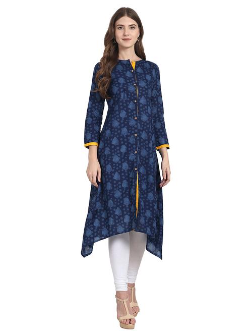 asymmetric indigo kurta - 14981304 - Very Small Image - 1