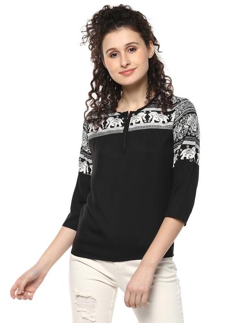 women's straight round neck top - 14981598 - Very Small Image - 1