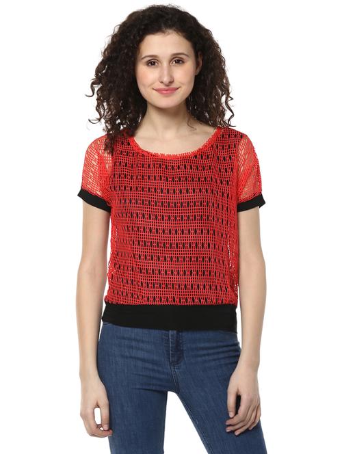 solid red casual top - 14981623 - Very Small Image - 1