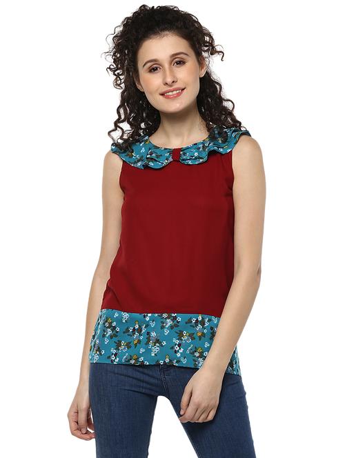 women's straight lapel neck top - 14981656 - Very Small Image - 1