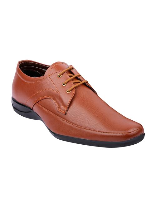 tan leatherette lace-up derby - 14981668 - Very Small Image - 1
