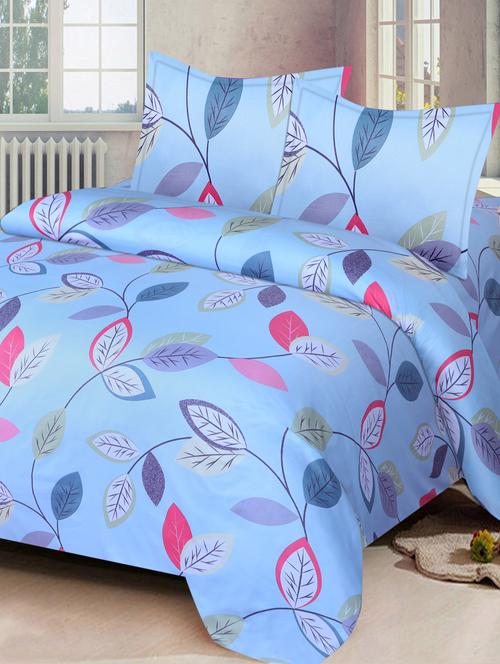 floral polycotton double bed sheet with 2 pillow covers - 14981996 - Very Small Image - 1