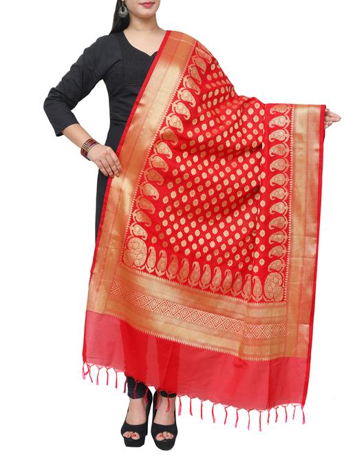 red art silk dupatta - 14982149 - Very Small Image - 1