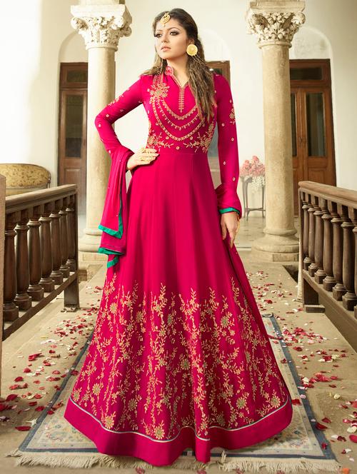 magenta georgette semistitched suit - 14982765 - Very Small Image - 1