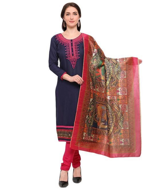 blue churidaar suits unstitched suit set - 14984403 - Very Small Image - 1