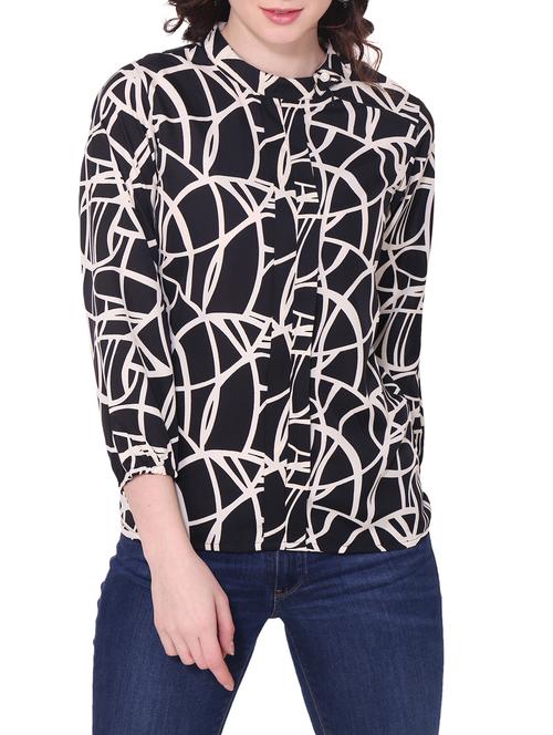 black printed crepe top - 14984516 - Very Small Image - 1