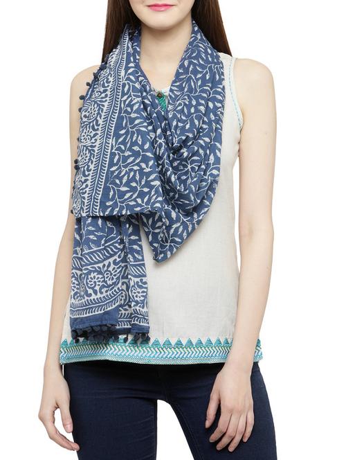 blue cotton stole - 14984703 - Very Small Image - 1