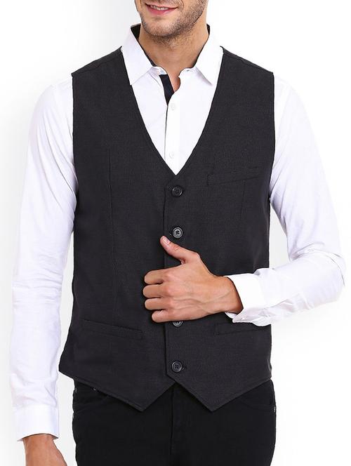 black cotton waist coat - 14985224 - Very Small Image - 1