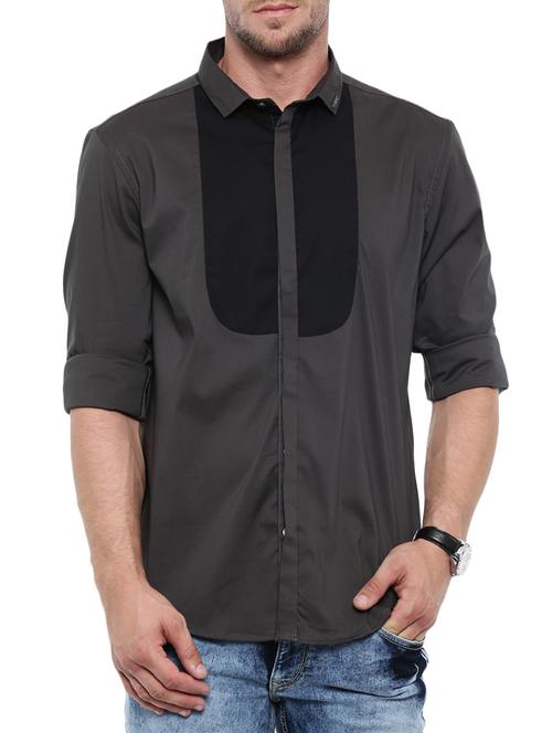 grey cotton casual shirt - 14987007 - Very Small Image - 1