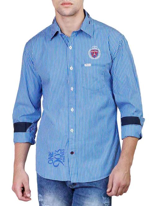blue cotton casual shirt - 14987052 - Very Small Image - 1