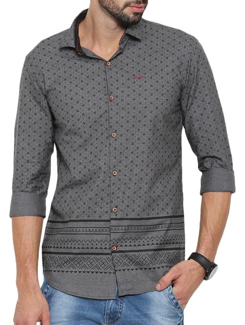 grey cotton casual shirt - 14987075 - Very Small Image - 1
