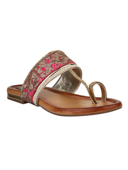 pink one toe kolhapuri - 14987306 - Very Small Image - 1