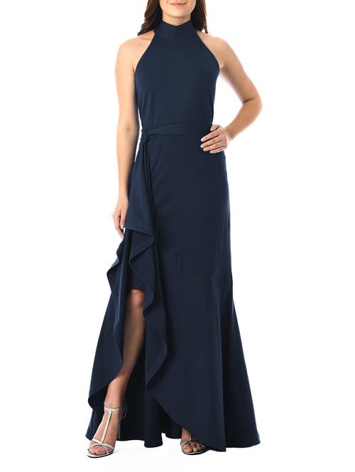 ruffle detail high slit dress - 14987686 - Very Small Image - 1