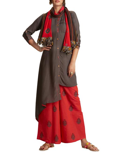 grey asymmetric stitched palazzo suit - 14988192 - Very Small Image - 1