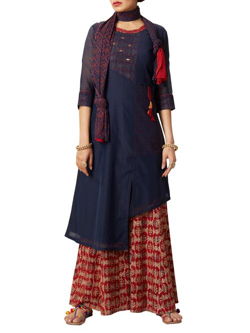 blue asymmetric  stitched suit - 14988199 - Very Small Image - 1