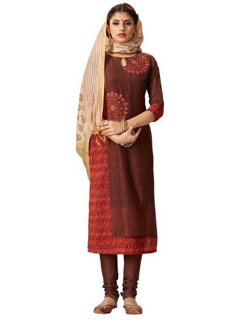 embroidered churidaar suit set - 14988200 - Very Small Image - 1