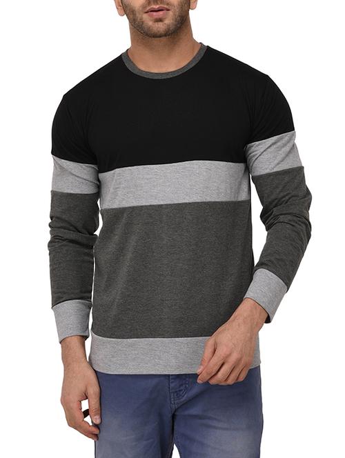 grey cotton color block tshirt - 14989489 - Very Small Image - 1