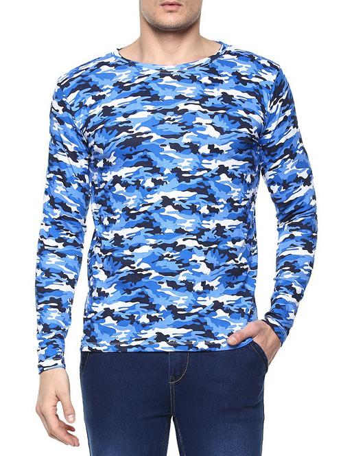 blue cotton all over print tshirt - 14989958 - Very Small Image - 1