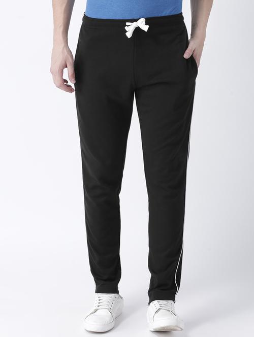 black cotton ankle length track pant - 14990052 - Very Small Image - 1