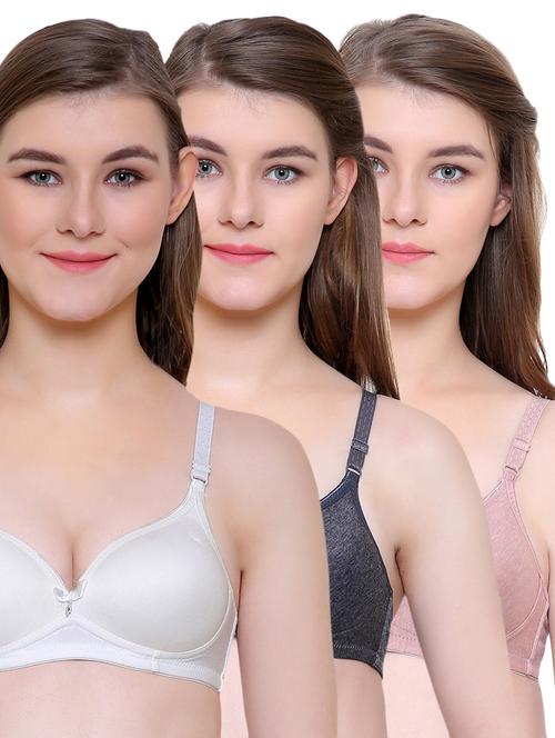 set of 3 multi colored push up bra - 14990376 - Very Small Image - 1