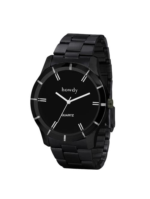 howdy Black Dial Watch With Stainless Steel Strap - 14992431 - Very Small Image - 1