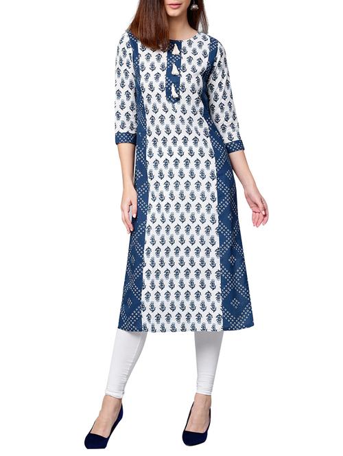 blue cotton straight kurta - 14992825 - Very Small Image - 1