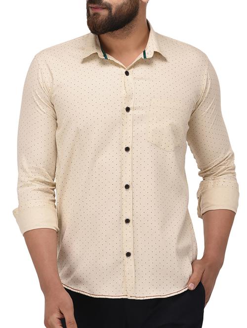 beige cotton casual shirt - 14992939 - Very Small Image - 1