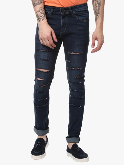 blue cotton distressed jeans - 14993713 - Very Small Image - 1