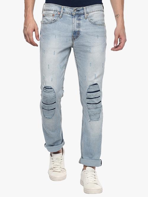 blue cotton ripped jeans - 14993721 - Very Small Image - 1