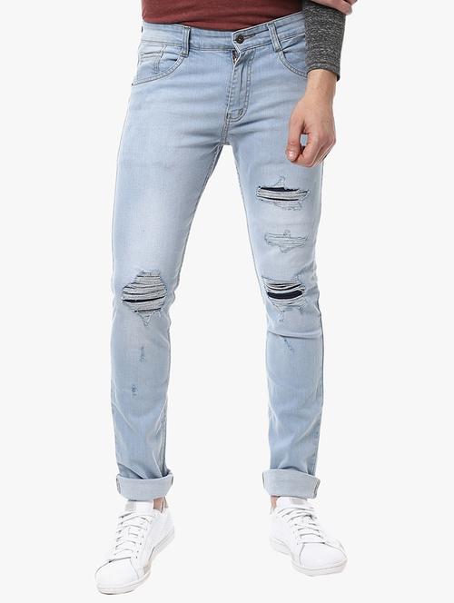 blue cotton ripped jeans - 14993726 - Very Small Image - 1