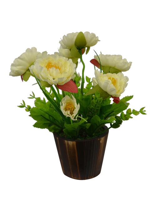 Artificial Flower Peony (26 cm/ 10 inchs) in Wood round small pot - 14993875 - Very Small Image - 1