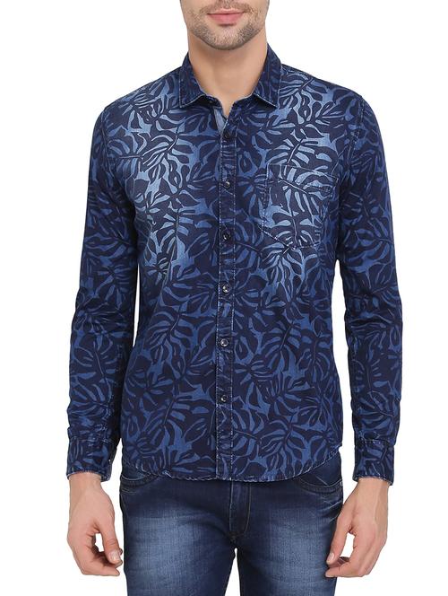 blue cotton casual shirt - 14994281 - Very Small Image - 1