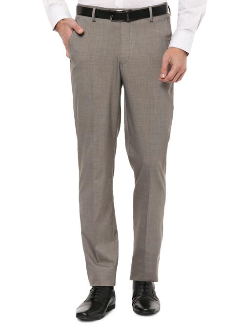 grey polyester blend flat front formal trouser - 14994311 - Very Small Image - 1