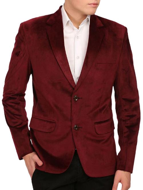 maroon velvet casual blazer - 14994327 - Very Small Image - 1
