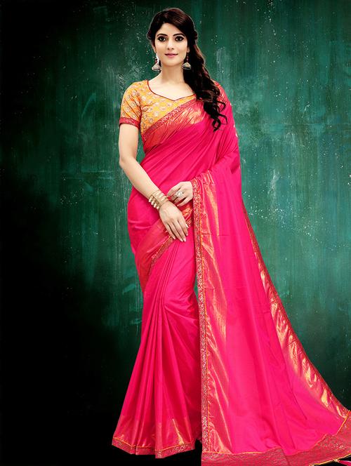 magenta silk bordered saree with blouse - 14994875 - Very Small Image - 1