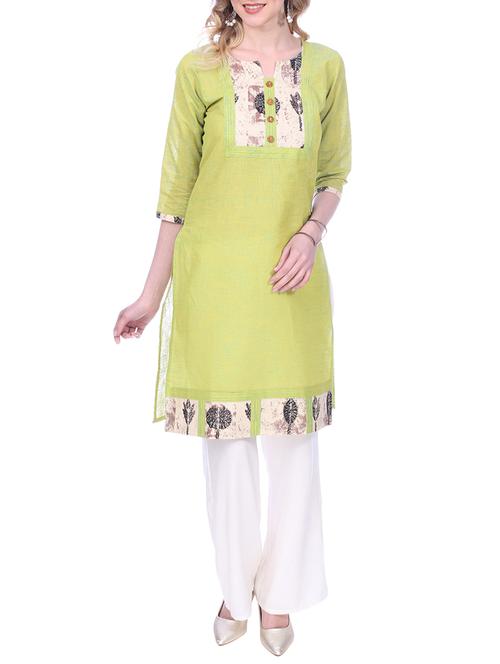 lemon cotton straight kurta - 14996342 - Very Small Image - 1