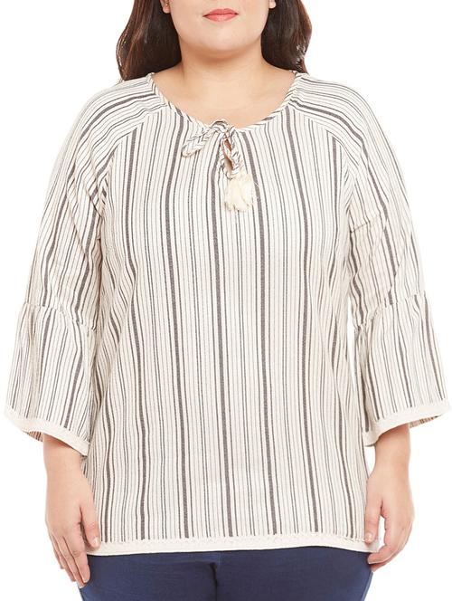 lace trim striped plus top - 14997836 - Very Small Image - 1