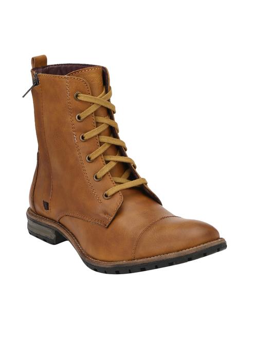 tan leatherette high ankle boot - 15001442 - Very Small Image - 1