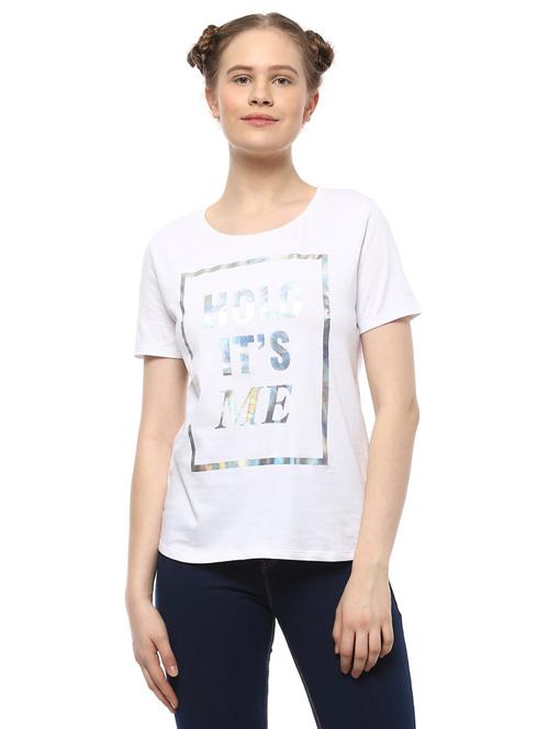 white printed cotton tee - 15002171 - Very Small Image - 1