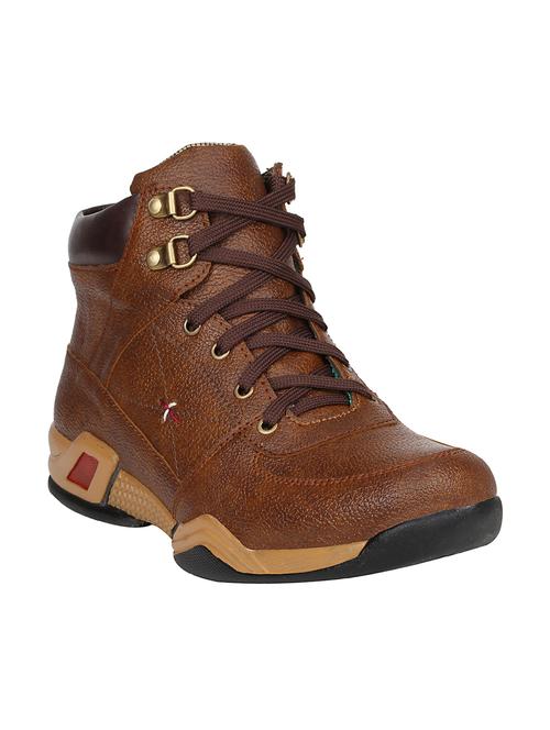 brown leatherette high ankle boot - 15002620 - Very Small Image - 1