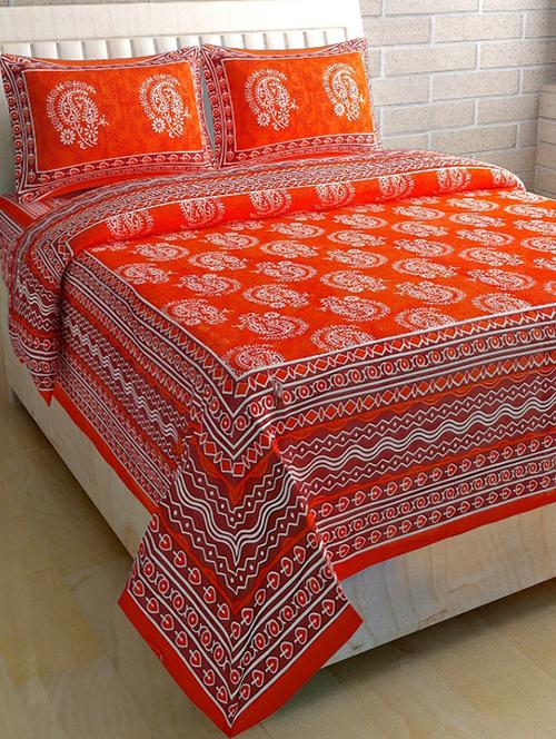 100% cotton double bedsheet with 2 pillow covers - 15004539 - Very Small Image - 1