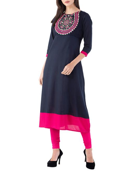 embroidered straight kurta - 15004926 - Very Small Image - 1