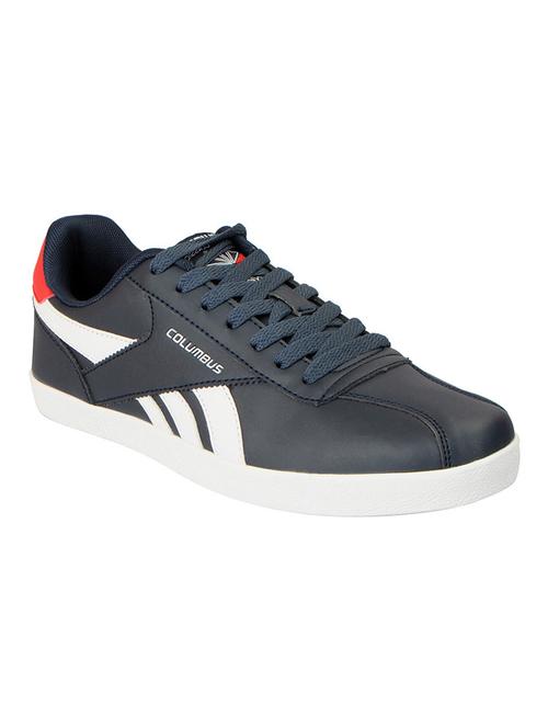 navy leatherette lace up sneaker - 15005665 - Very Small Image - 1