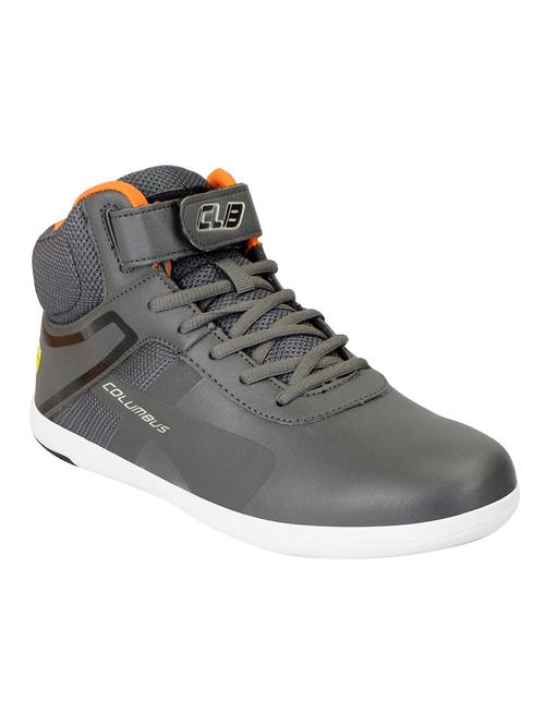 grey leatherette lace up sneaker - 15005670 - Very Small Image - 1