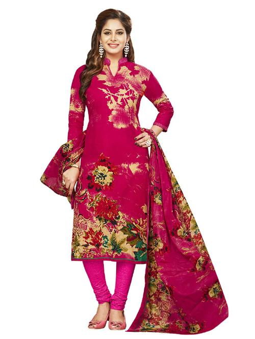 pink churidaar suit unstitched suit - 15006726 - Very Small Image - 1