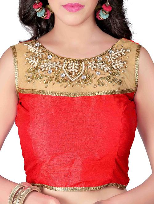 red embellished solid blouse - 15006898 - Very Small Image - 1